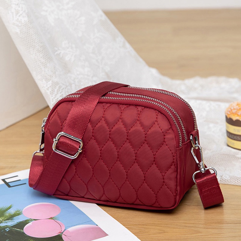 Túi Đeo Vai Bằng nylon Chống Nước Họa Tiết Hình Thoi Thời Trang Dễ Phối Đồ Cho Nữ