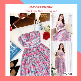 V2788 Váy hoa nhí 2 dây dáng dài dập ly đi biển siêu xinh - (DVC&ACC) Dolce viva colection