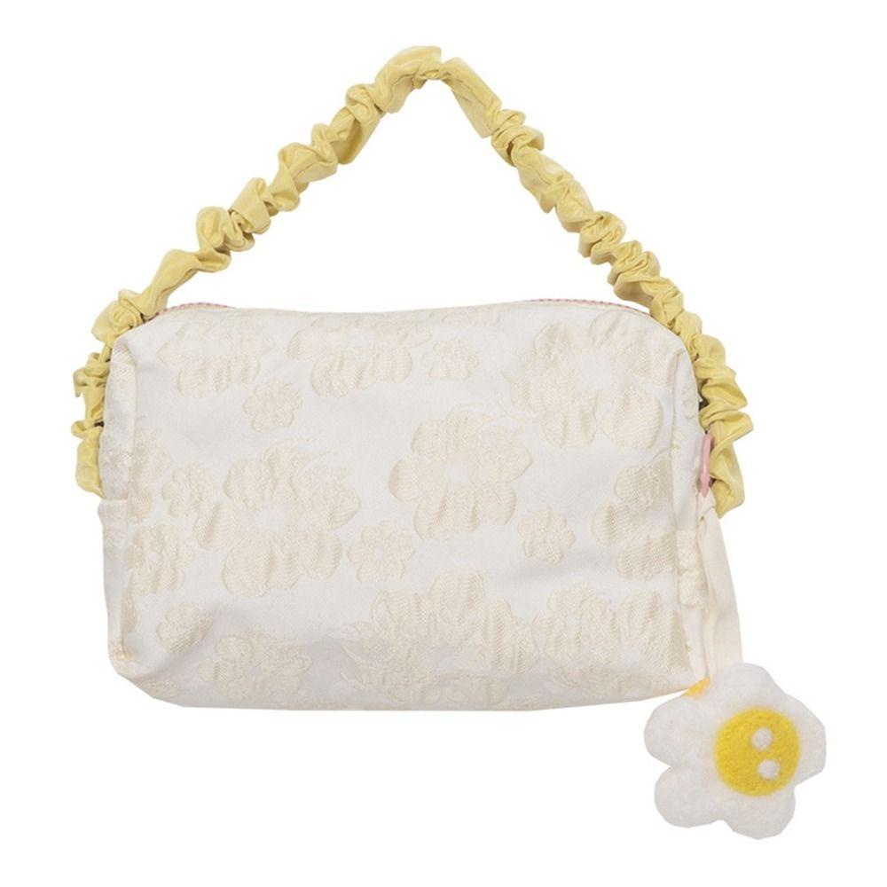 Túi Canvas Đựng Đồ Trang Điểm Mỹ Phẩm Họa Tiết Hoa Xinh Xắn Cho Nữ