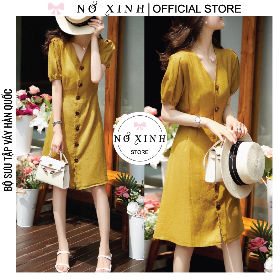 Đầm Xoè Công Sở Dự Tiệc Tay Phồng Vintage Hàn Quốc Size M-L-XL-XXL🌼 (có ảnh+video thật)