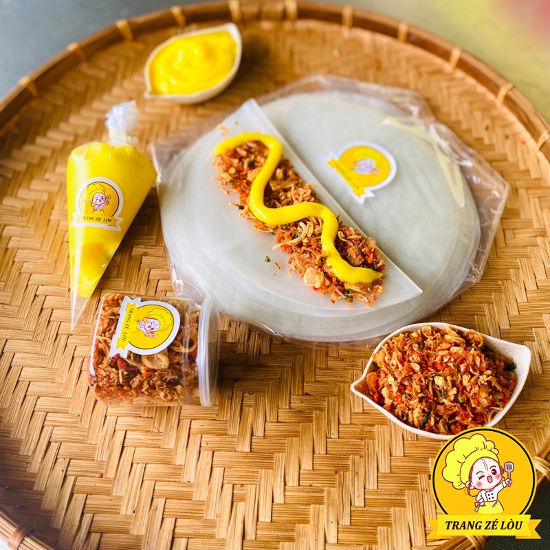 Combo Bánh Tráng Phơi Sương 100g 🧈 100g Bơ Trứng, 120ml Muối Tôm Hành Phi 🧈 Ăn Vặt Trang Zé Lòu