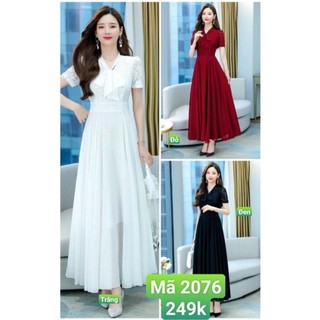ĐẦM MAXI XÒE PHỐI REN 2076