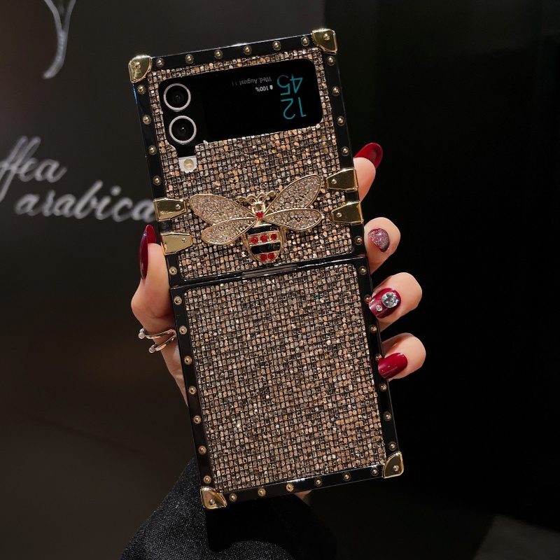 Ốp Điện Thoại TPU Silicon Mềm Mặt Kính In Hình Chú Ong Cho Samsung Galaxy Z Flip 3 4 Flip3 Flip4 5G