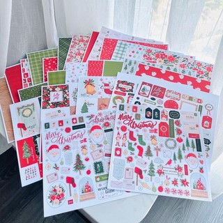 (XMAS) Bộ giấy hoạ tiết trang trí Scrapbook, Lovebox chủ đề Giáng sinh