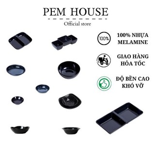 Chén Chấm Melamine Màu Đen Nhiều Size