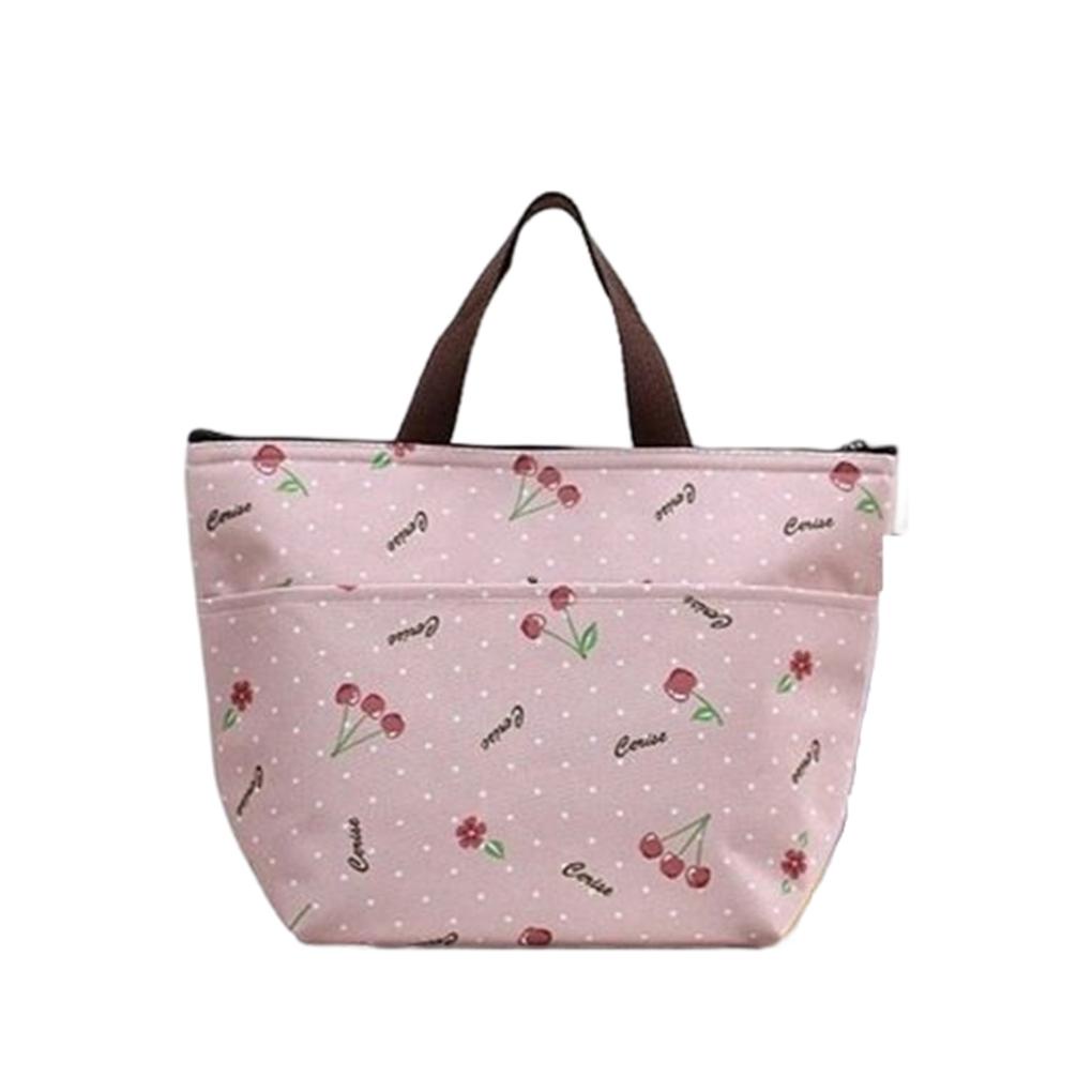 Túi Đựng Hộp Cơm Trưa Giữ Nhiệt In Hoa Có Khóa Kéo Tiện Dụng Mang Theo Du Lịch Cho Nữ