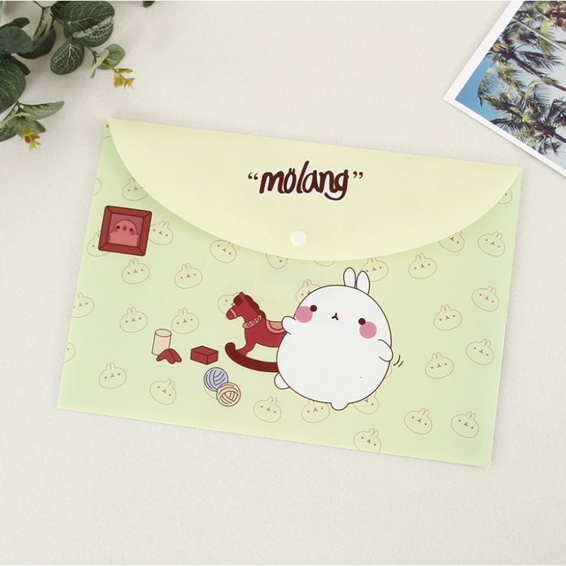 Túi Đựng Tài Liệu molang Cỡ A4 Họa Tiết Hoạt Hình Đáng Yêu