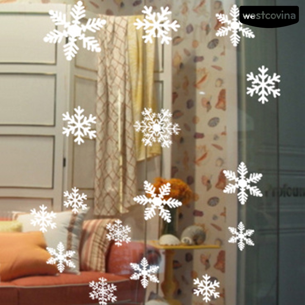 [Hot]☃Sticker Dán Tường PVC Họa Tiết 3D Hình Bông Tuyết Dùng Trang Trí Giáng Sinh