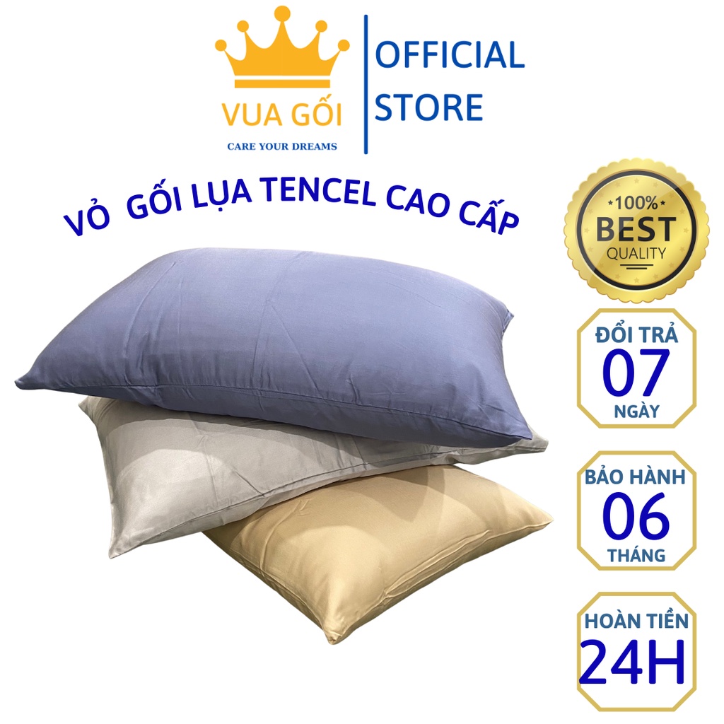 Vỏ Gối Lụa Tencel Cao Cấp FULL SIZE May Dạng Túi Sang Trọng Mềm Mại Dịu Mát - 07 Màu