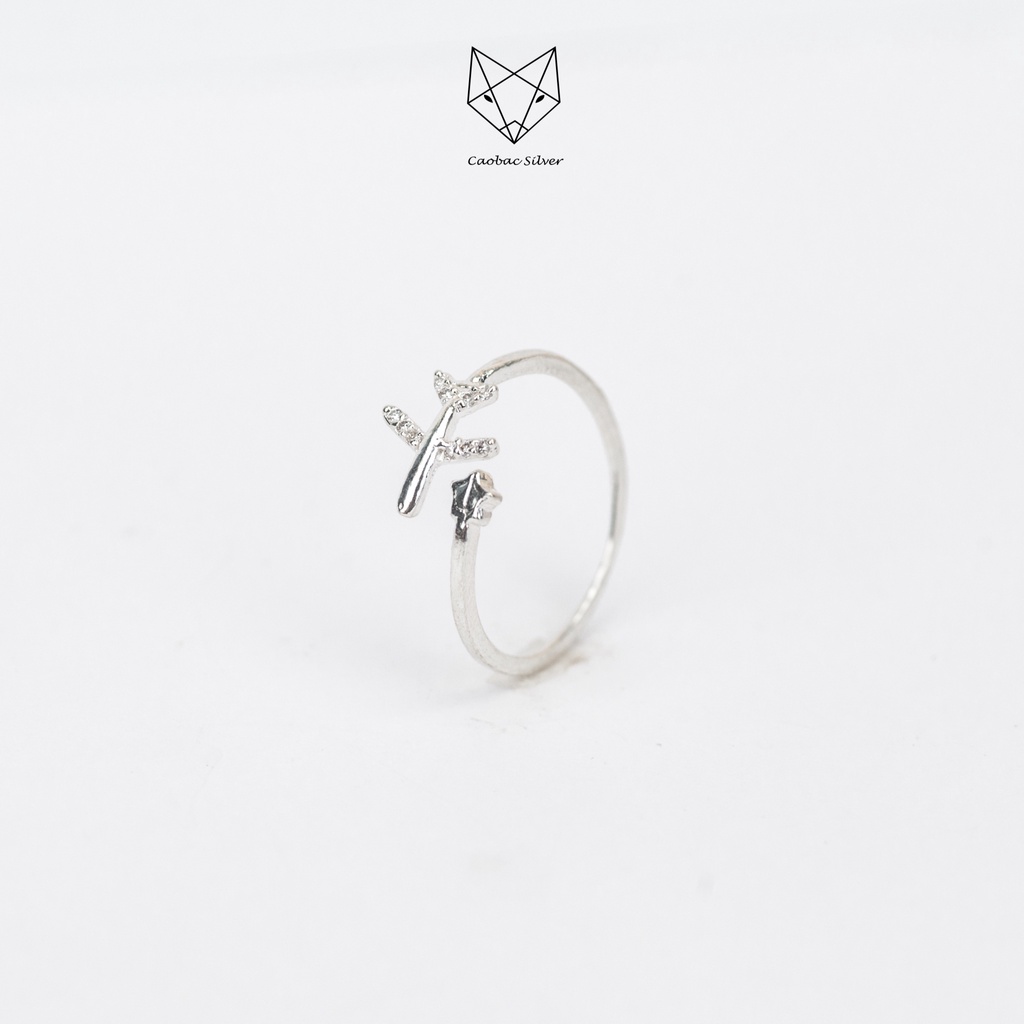 Nhẫn Bạc Ta CaoBac Silver Dạng Hở Thiết Kế Hình Máy Bay Hoạ Tiết Ngôi Sao Nhẹ Nhàng Lấp Lánh Quà Tặng Cho Bạn Gái