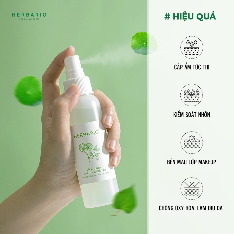 Combo Sữa rửa mặt rau má và diếp cá herbario 200ml + xịt khoáng rau má và diếp cá herbario 100ml