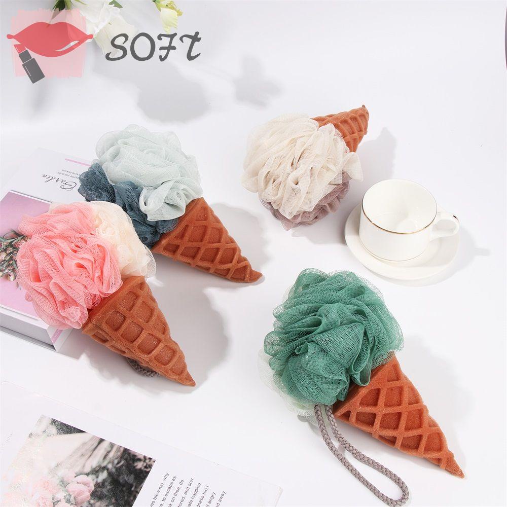 (Hàng Mới Về) Bông Tắm Tẩy Tế Bào Chết Hình Cây Kem Nhiều Màu Sắc