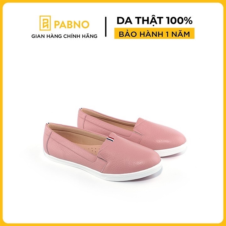 Giày lười nữ PABNO PN17001, Giày lười nữ da phối màu Basic gót thể thao, Giày lười nữ êm chân hàng hiệu