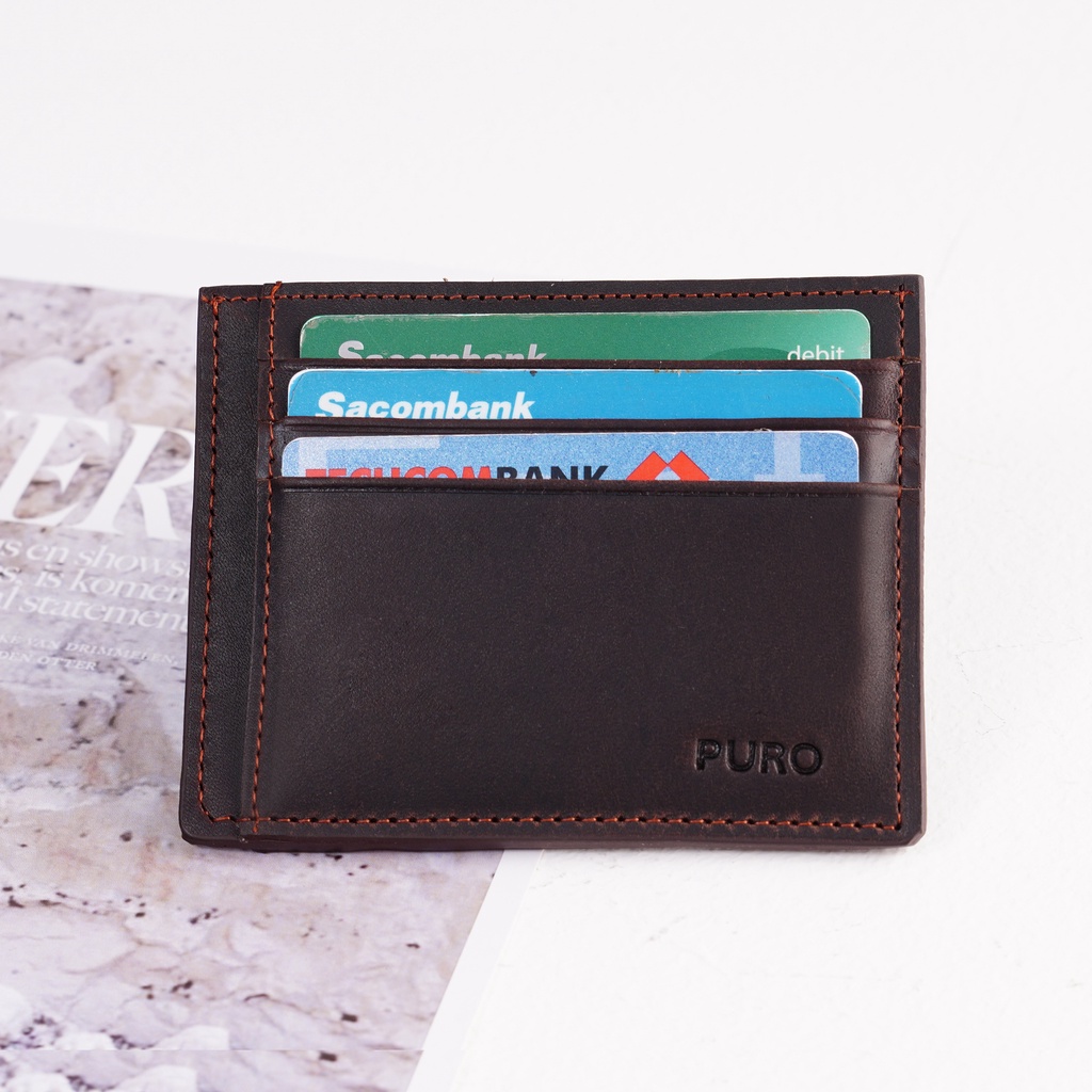 Ví đựng thẻ Da Bò Mini Card Cardholder nhỏ gọn tiện lợi PURO Bảo hành 24 tháng