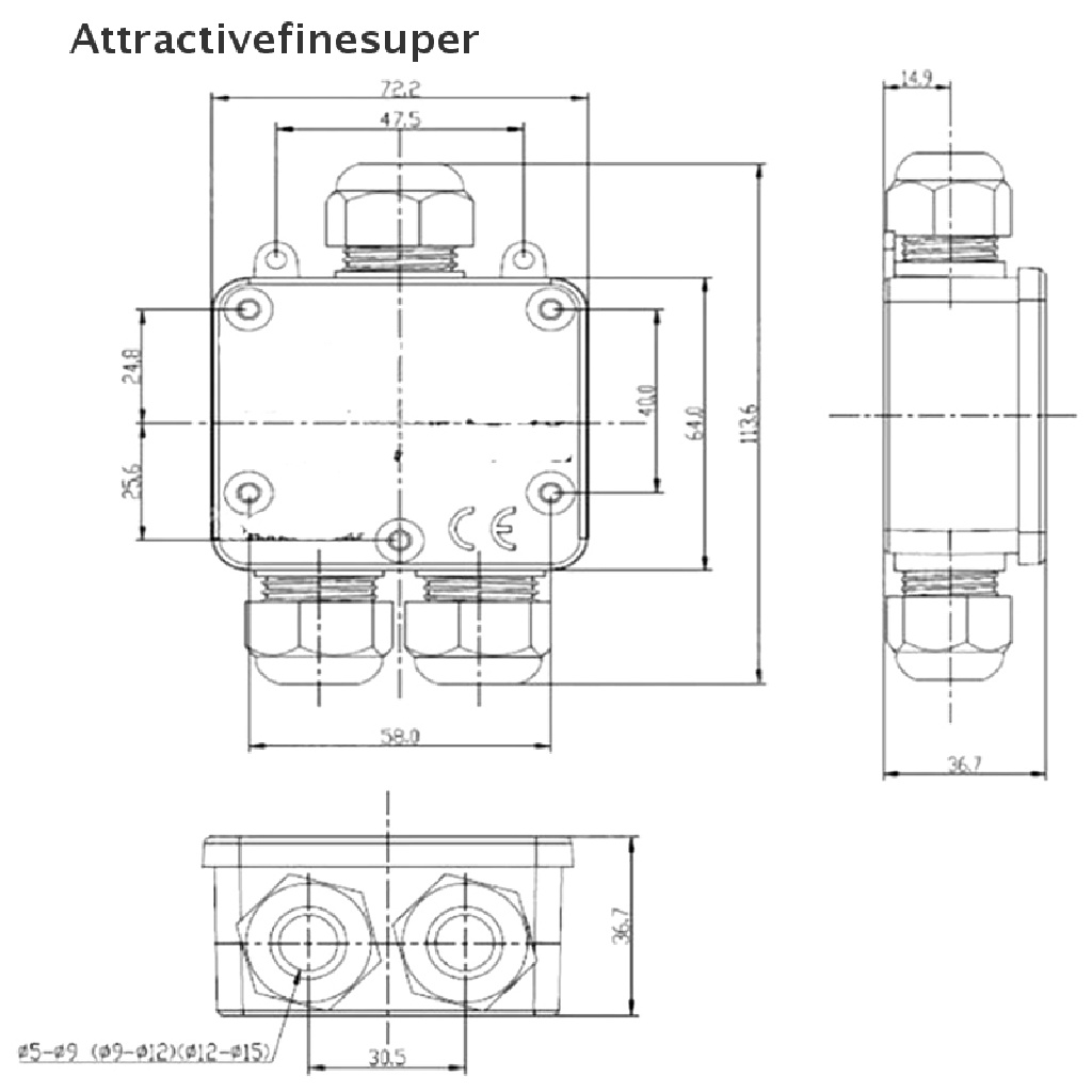 Hộp Kết Nối Dây Cáp 3 Chiều 3 Pin IP68 Chống Nước