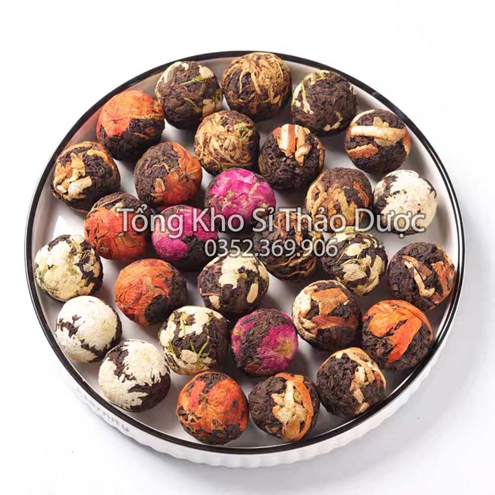 Trà hoa phổ nhĩ 10 viên (Trà phổ nhĩ nở hoa mix vị)