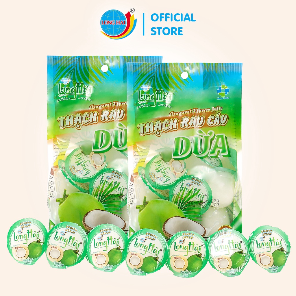 Combo 2 Gói Thạch Rau Câu Long Hải Hương Vị Dừa Trọng Lượng Túi 416 G