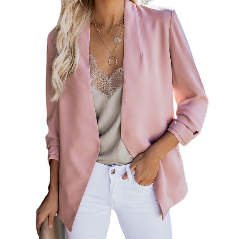 Áo Khoác Tay Lỡ 3 / 4 Màu Sắc Thanh Lịch Cho Nữ