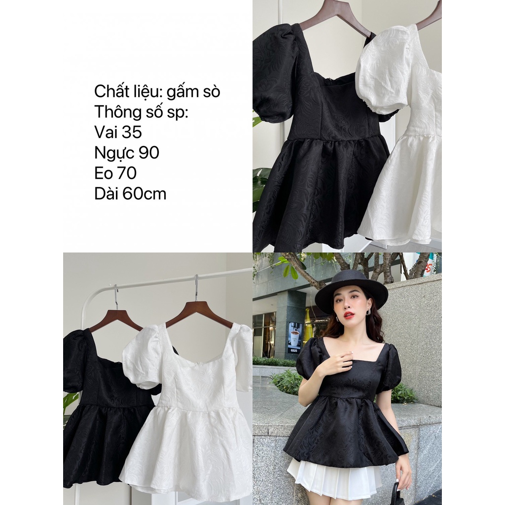 KRISTYDOLL TOP - Em áo tay bồng chất gấm xịn xò, phía sau có thắt nơ tạo điểm nhấn cực xinh