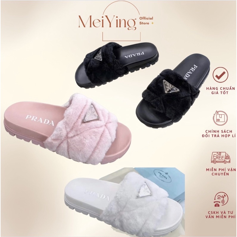 Dép Lông Đế Bánh Mì Dép Bông Cao 5Cm Dày Ấm Áp Dễ Thương Chụp Hình Sang Chảnh
