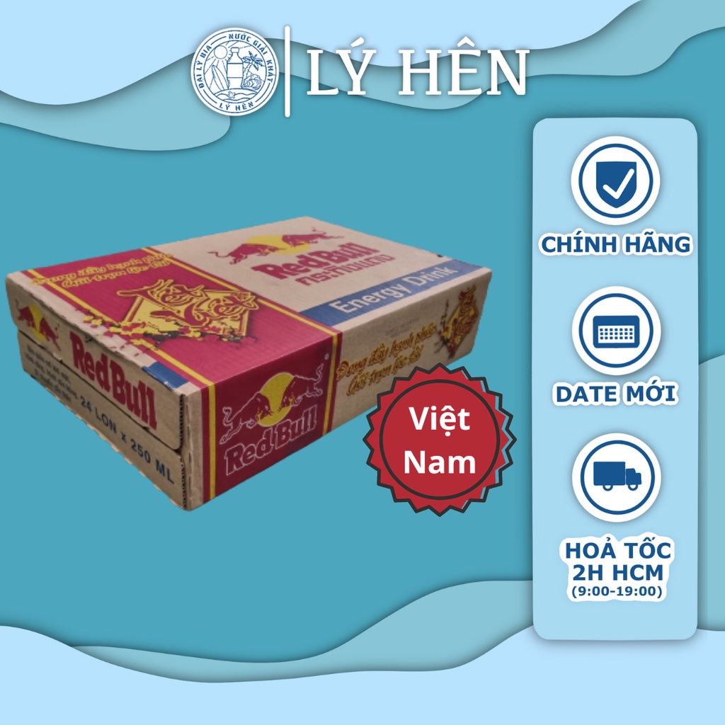 Thùng 24 Lon Nước Tăng Lực Bò Cụng Red Bull Bổ Sung Năng Lượng Việt Nam Lon 250ml Date Luôn Mới