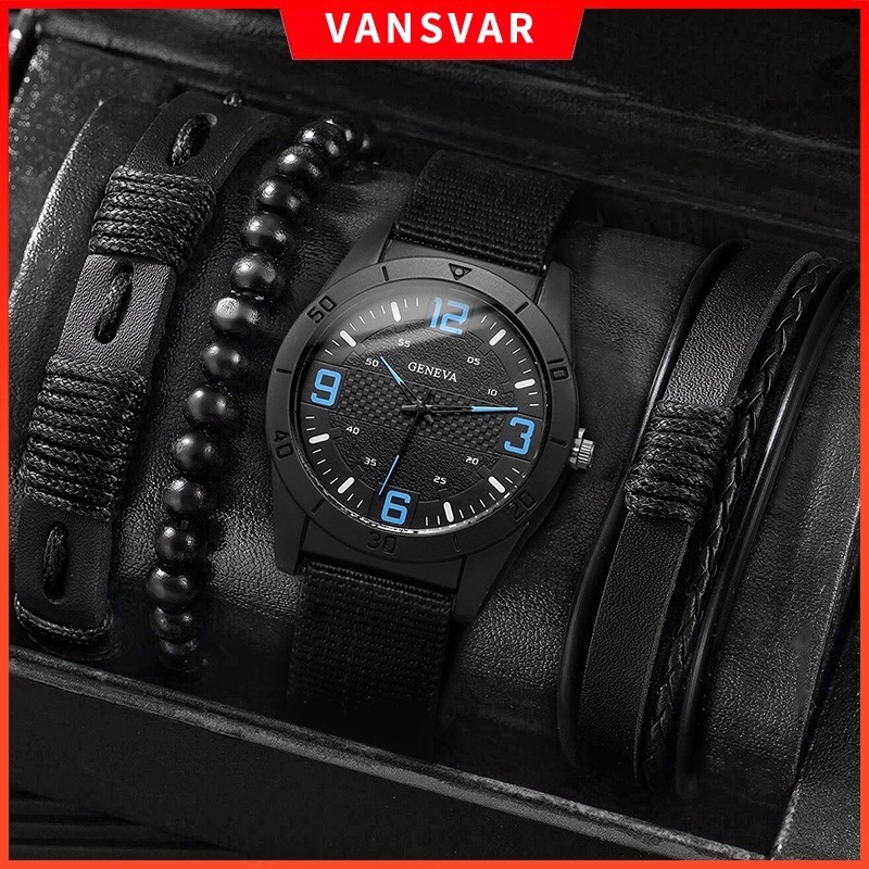 Đồng Hồ Geneva Dây Vải Phong Cách Vintage Cho Nam