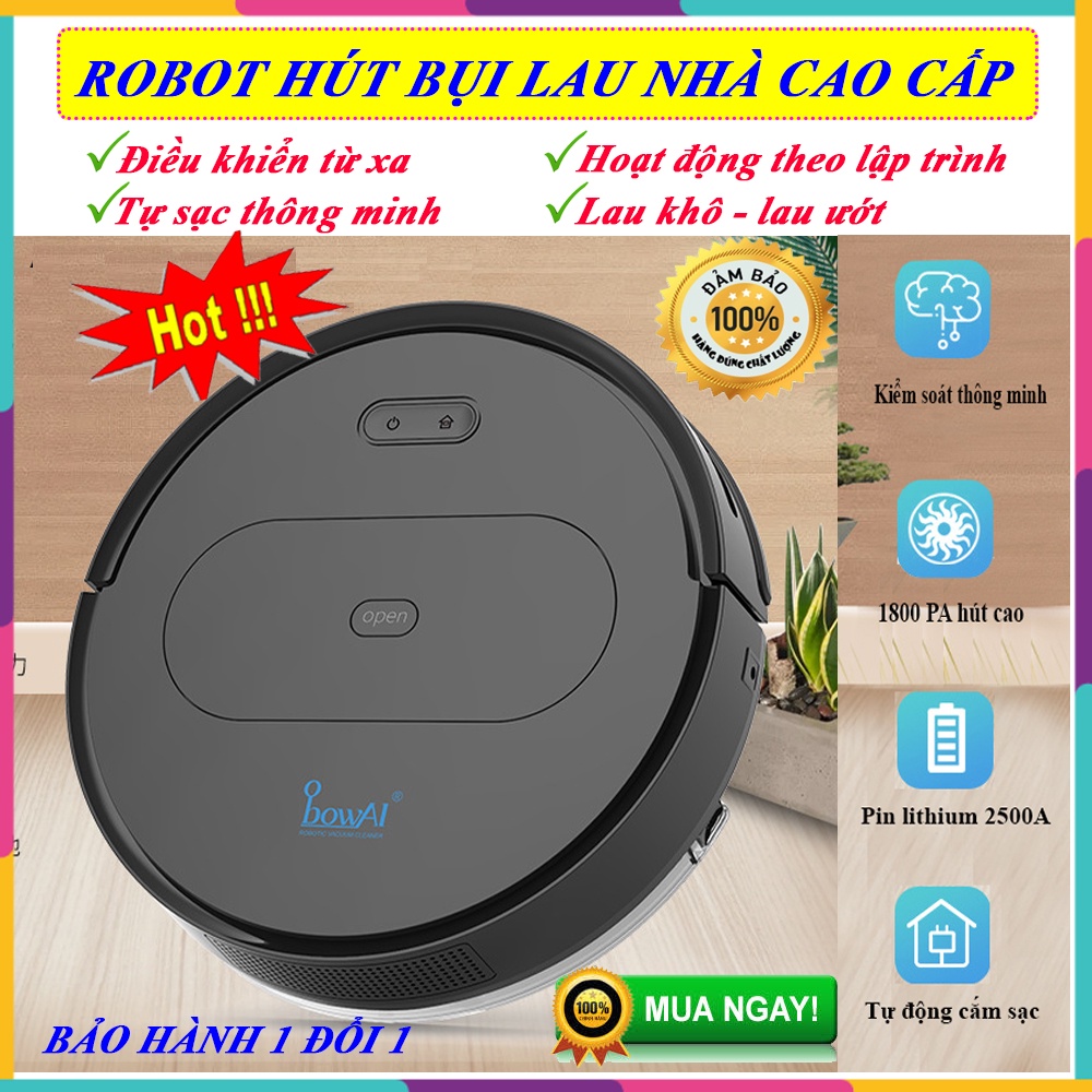 Robot Hút Bụi, Máy Hút Bụi Lau Nhà. Điều Khiển App,Có Remote, Tự Sạc, Hút Khỏe, Lau Khô-Ướt, Lập Trình Đường Đi, OB11!