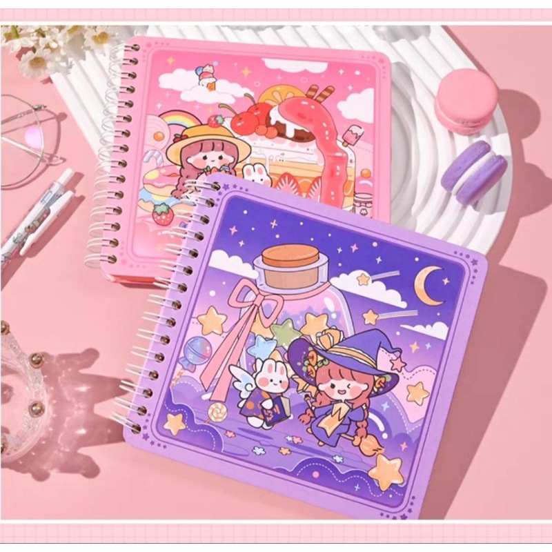 Sổ vuông lò xo cỡ lớn 145 x 145mm,138 trang, bìa dày, dễ thương, mã 21005