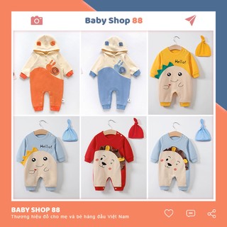 Bộ Đồ Liền Thân Quần Áo Trẻ Em Sơ Sinh Dài Tay Hình Thú Chất Cotton Body Cho Bé Trai Bé Gái [BDD7]