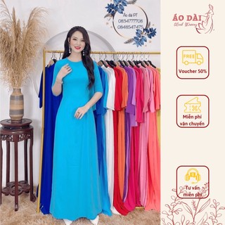 Áo dài nữ trơn màu xanh da trời lụa Nhật cao cấp hàng thiết kế