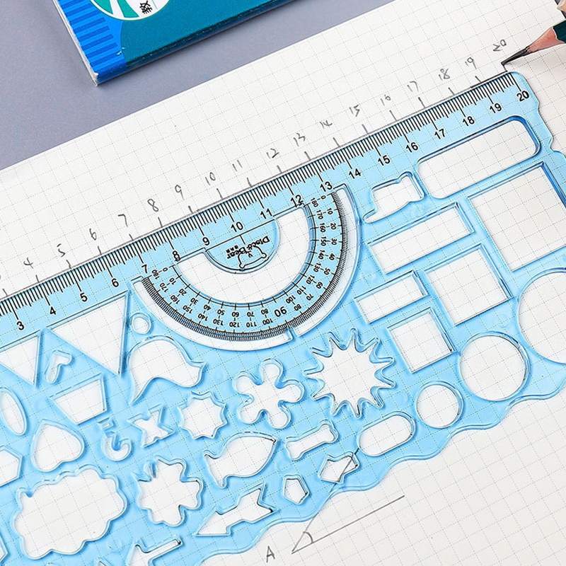 Bộ 2 Thước Kẻ Hình Học Trong Suốt Đa Năng 20CM