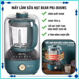 Máy làm sữa hạt Bear PBJ-B06W1, xay nấu sữa hạt, sinh tố, cháo , súp, công suất 600w, thiết kế giảm tiếng ồn