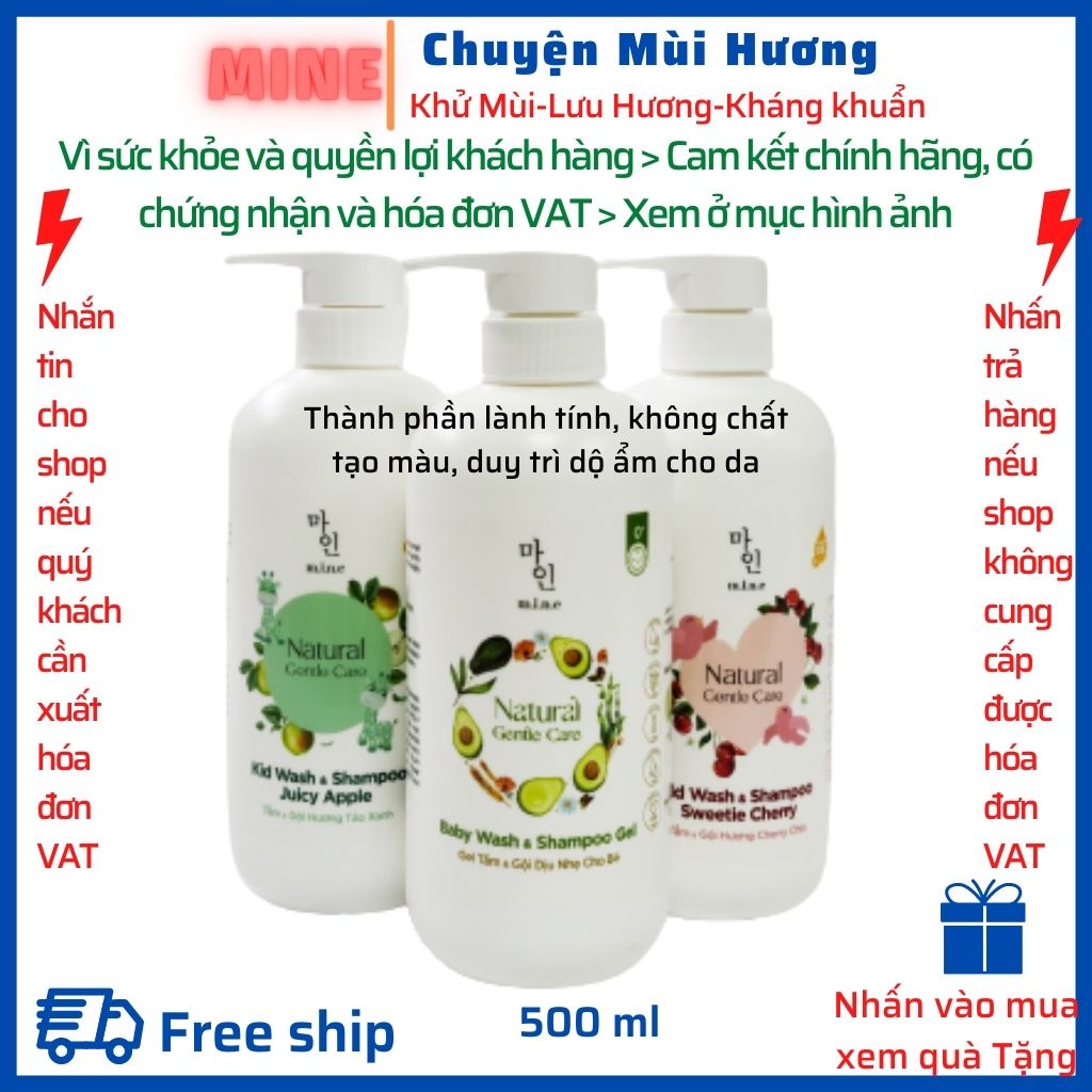 Sữa tắm và gội cao cấp dịu nhẹ cho bé 0+ MINE [có chứng nhận và hóa đơn VAT]