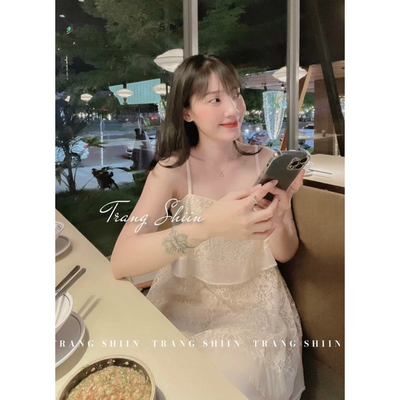 Set áo 2s kem ren cột nơ lưng kèm quần ống rộng trắng suông 2 lớp freesize Pumi