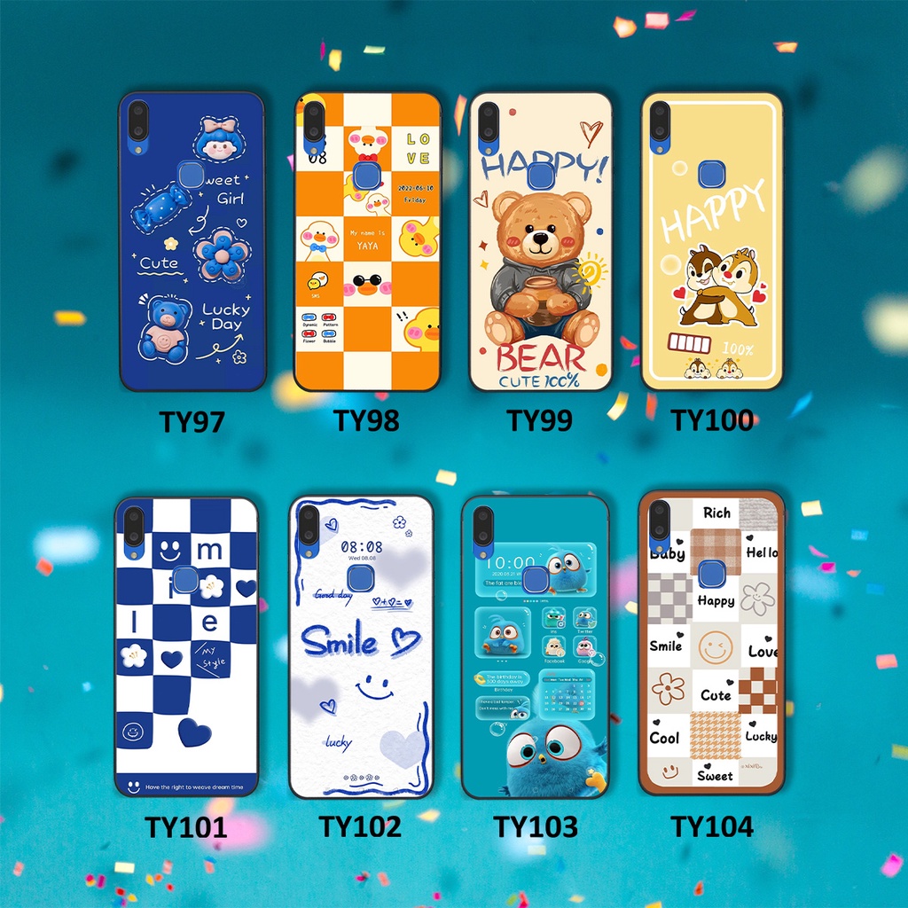 Ốp Vivo V11 / V11i in hình gấu vịt caro nhiều màu sắc ngộ nghĩnh dễ thương