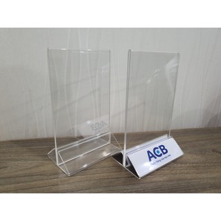Menu mica để bàn qr code đế tam giác a4, a5, a6