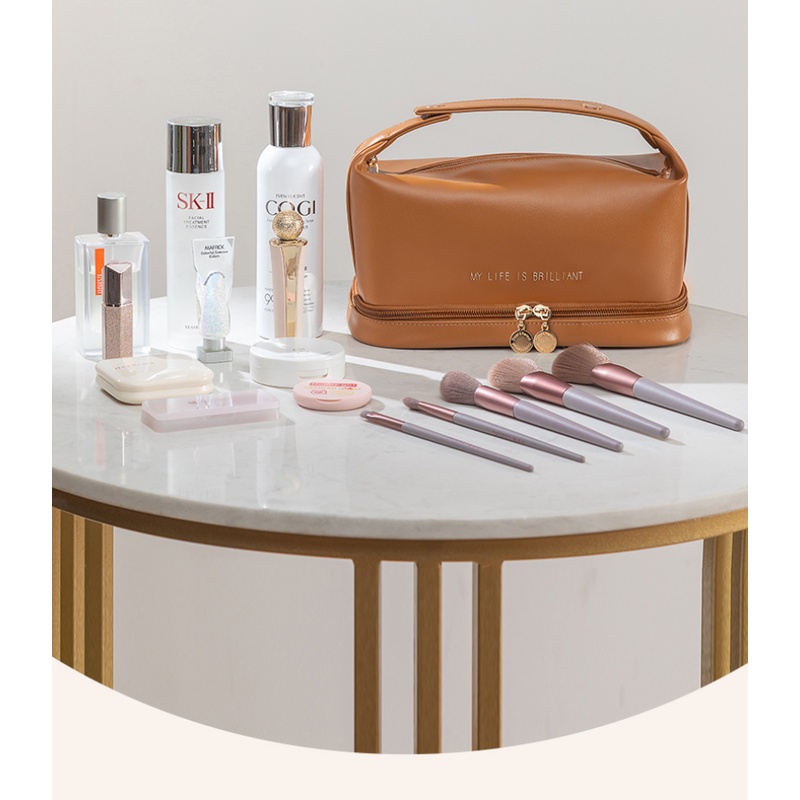 Túi Da PU Cao Cấp Đựng Mỹ Phẩm Cỡ Lớn Tiện Dụng