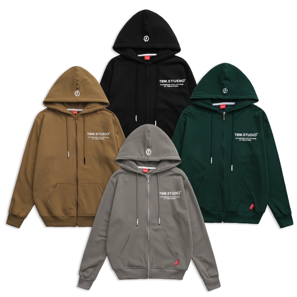 Áo Hoodie Zip nam nữ TÓM.STUDIO form rộng unisex, nỉ bông prenium Bassic.