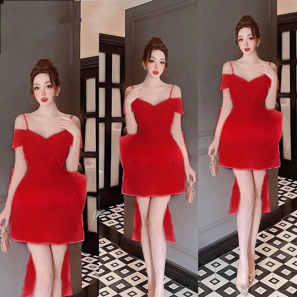 Váy dự tiệc 3 màu sang trọng nơ lưng FREESIZE - Maxi Ngọc Lan
