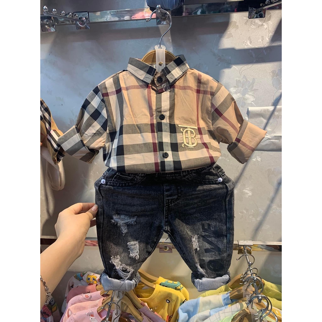 Áo sơ mi bbr bé trai size nhỡ