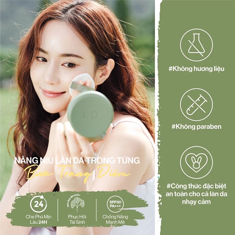 Phấn Nước Kiềm Dầu, Che Phủ Cao Gilaa Vegan Super Cover Cushion SPF50+/PA+++
