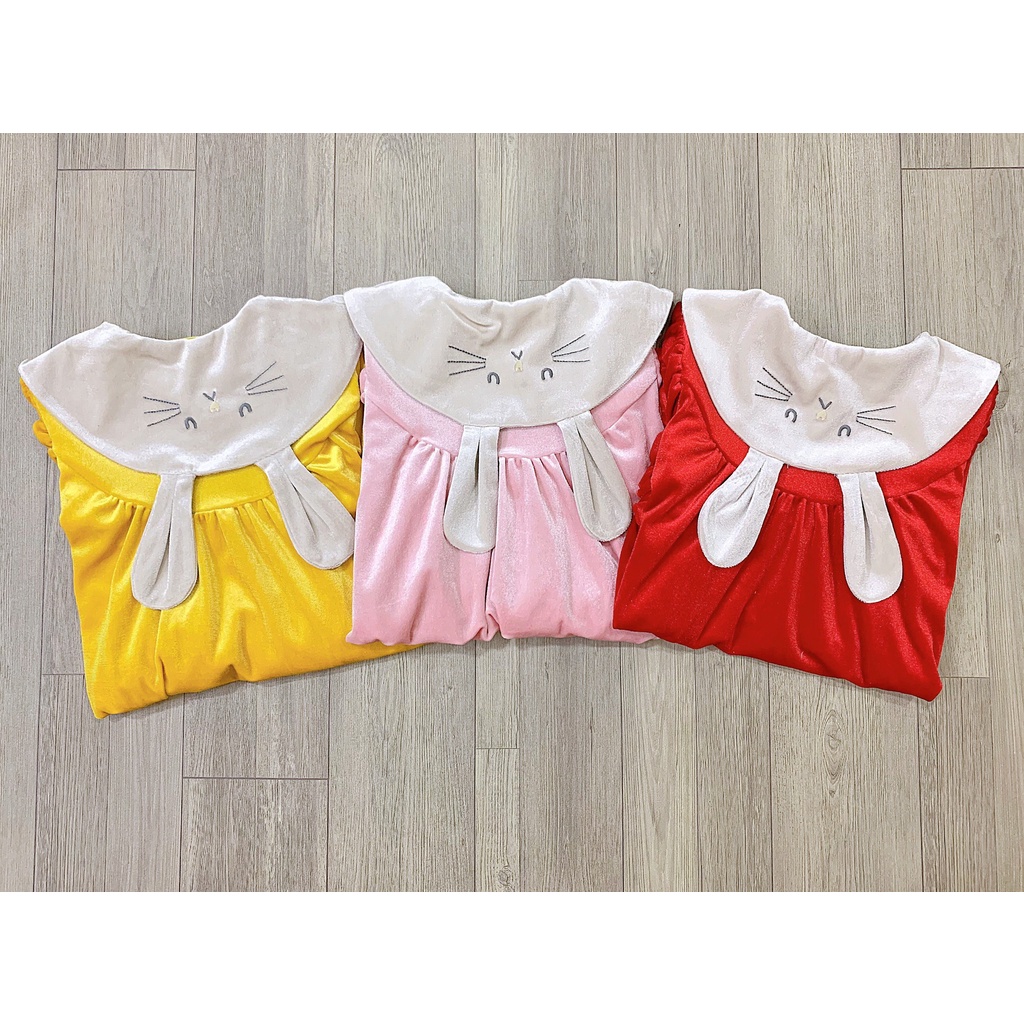 Váy nhung cổ thêu hình thỏ cho bé VMI005