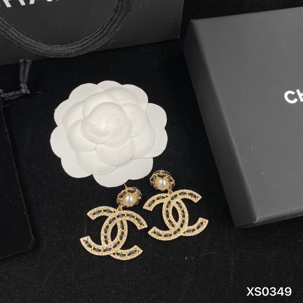 Đôi Bông Tai Mạ Bạc 925 Hình Chữ C Đính Ngọc Trai Thời Trang