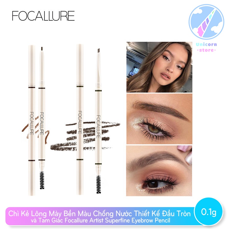 Chì Kẻ Lông Mày Bền Màu Chống Nước Thiết Kế Đầu Tròn và Tam Giác Focallure Artist Superfine Eyebrow Pencil 0.1g