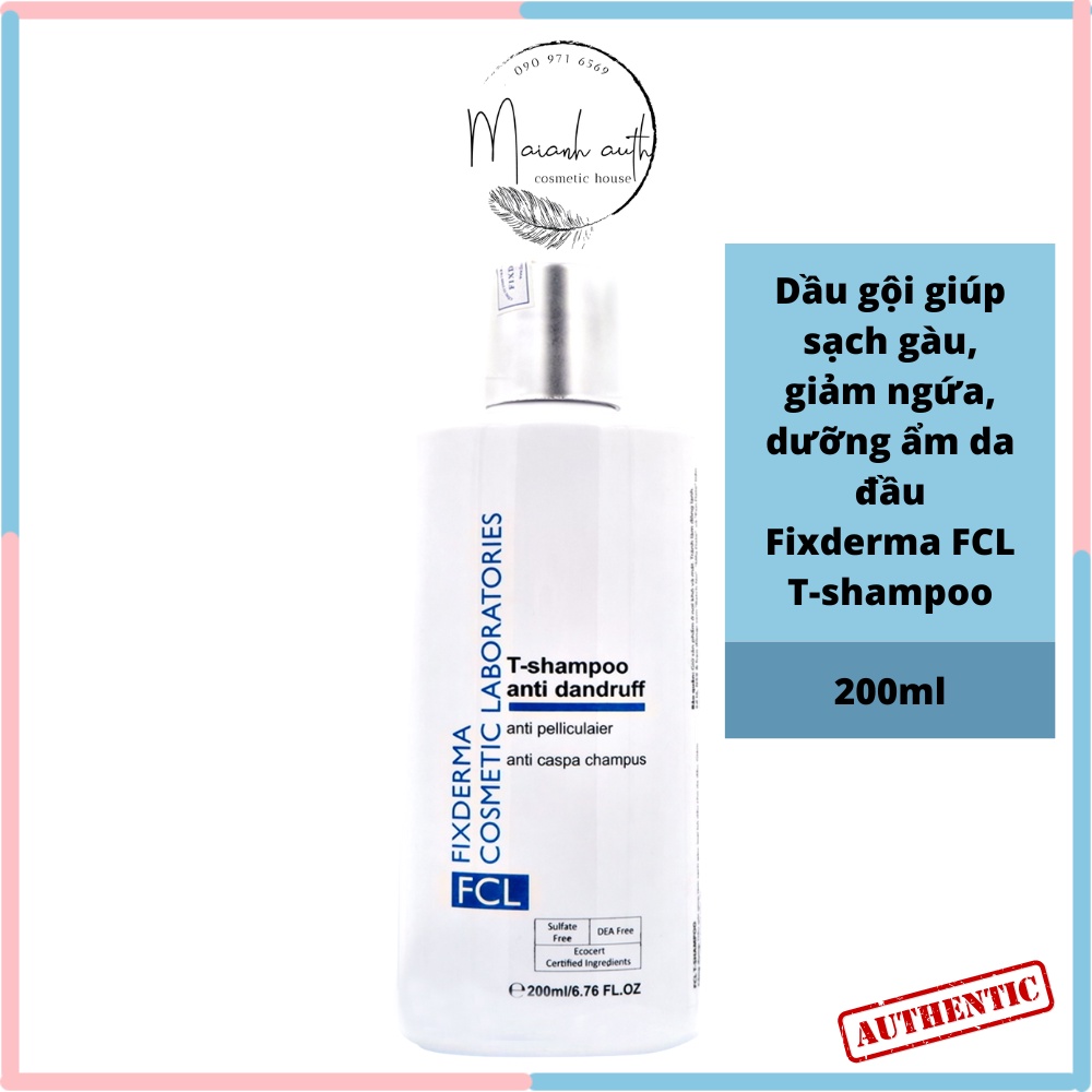 Dầu Gội Sạch Gàu, Giảm Ngứa, Dưỡng Ẩm Fixderma Cosmetic Laboratories FCL T-Shampoo 200ml (date 09/2023)