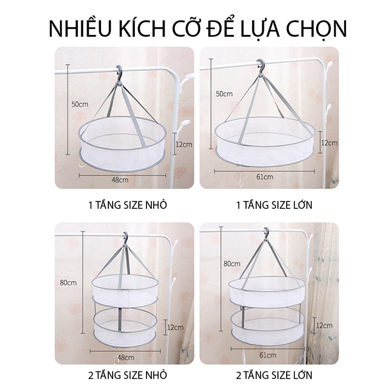 Giỏ Lưới Phơi Đồ Trang Điểm, Tất Vớ, Đồ Lót Có Móc Treo - Rổ Lưới Treo Phơi Khô Đồ