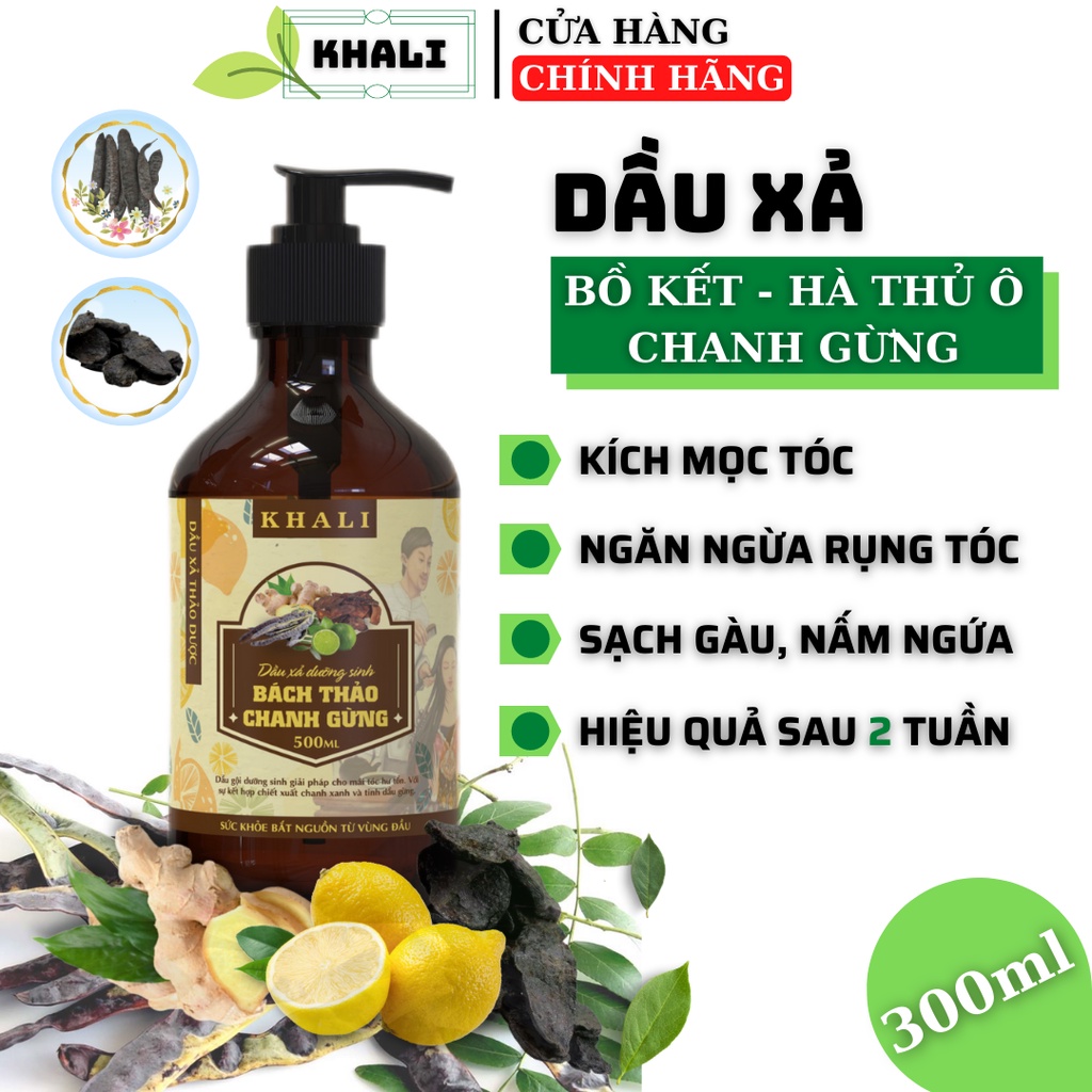 Dầu Gội dưỡng sinh Bách Thảo - Dầu Gội Bồ Kết, Hà Thủ Ô 300ml - Dầu Gội Kích Thích Mọc, Ngăn Rụng Tóc, Sạch Gàu