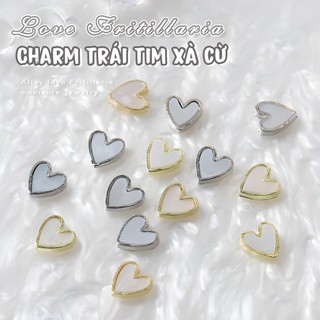 Charm trái tim xà cừ tinh tế hàn quốc | trang trí móng 5l