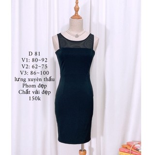 váy đầm body đen lưng xuyên thấu sexy sang chảnh