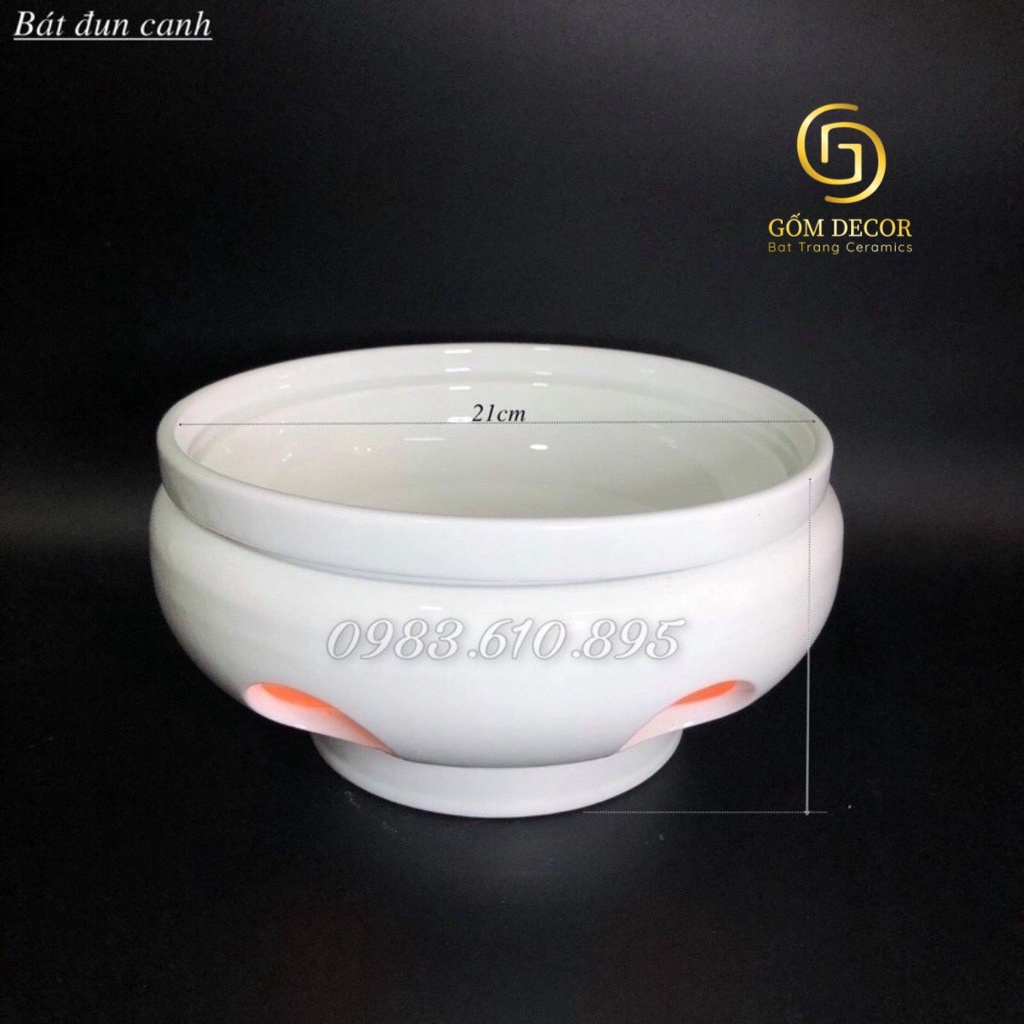 Bát Tràng bát sứ hâm nóng thức ăn bằng cồn nến nhiều size có nắp đậy - gốm sứ cao cấp